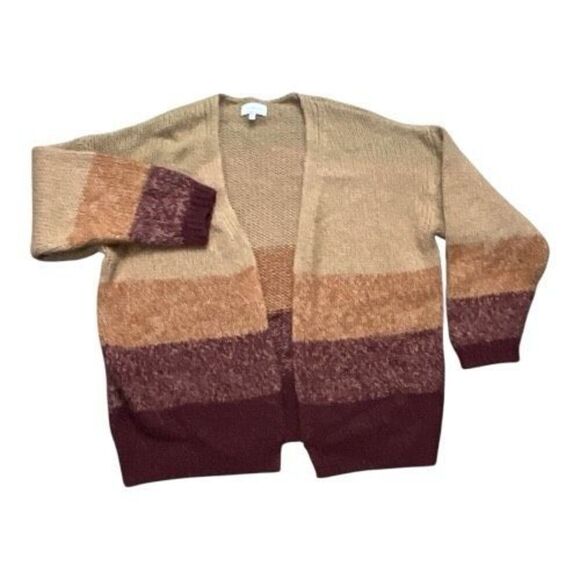 Lucky Brand Brown Ombre Dye Oversize Open Cardigan In Rust Wool Blend Size M - Picture 2 of 15